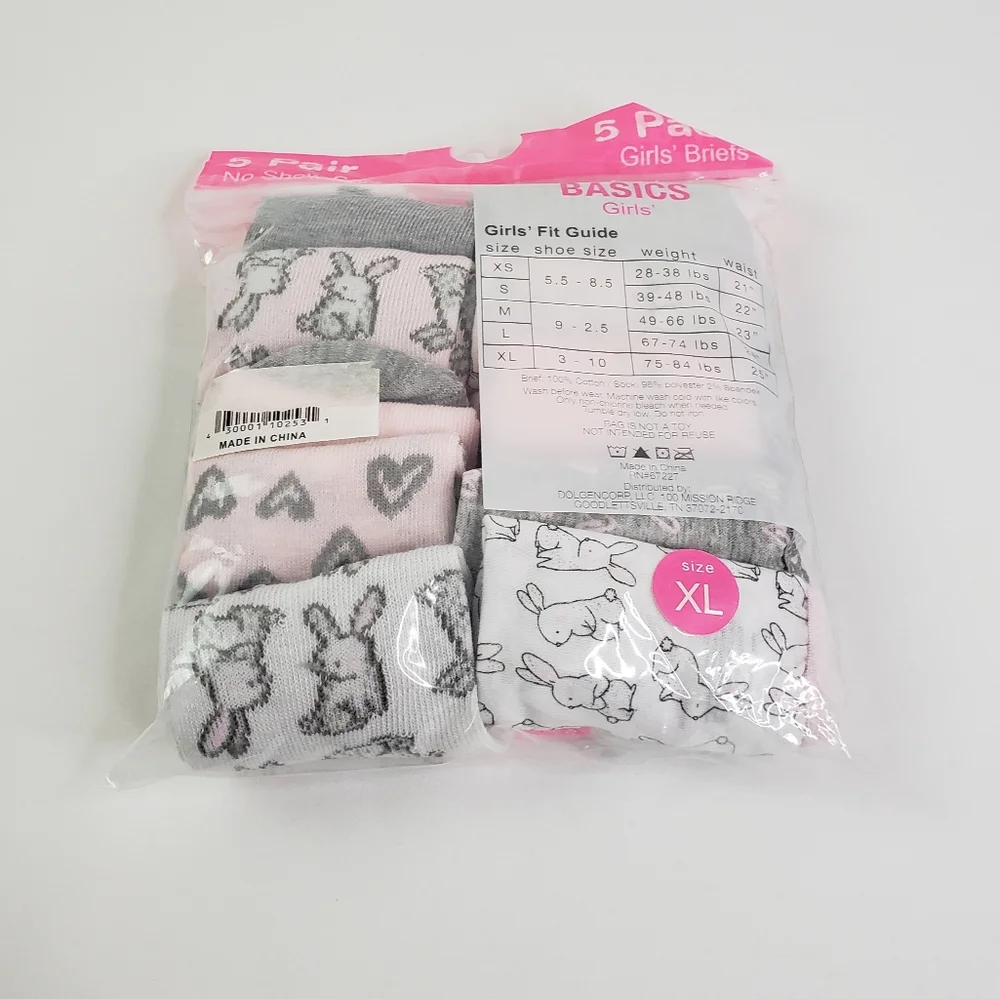 5 pack girls combo Briefs / socks